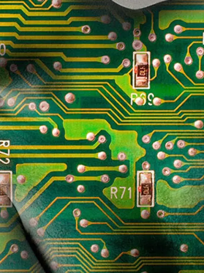 human with computer chips superimposed over his skin to represent bioengineering technologies